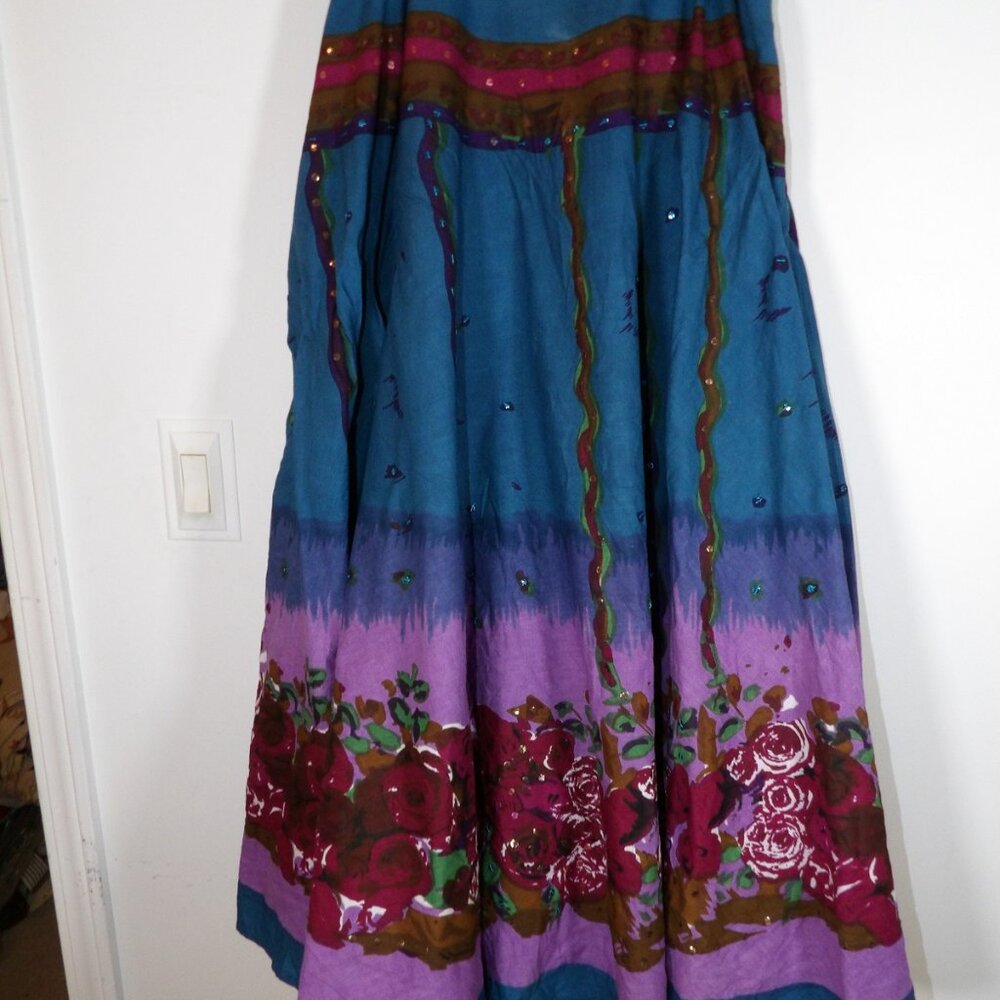 Anthony Originals Women Black Full Skirt with Sequins and Flowers Size Medium - Picture 2 of 5